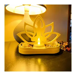 3D Baskı Lotus Buda Mumluk - Dekoratif Tealight Mumluk-Sarı