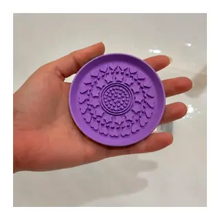 3D Baskı Makyaj Fırçası Temizleme Pedi - Desenli Aparat-Mor
