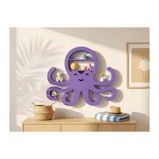3D Baskı Ahtapot Duvar Rafı - Dekoratif Mini Raf-Mor