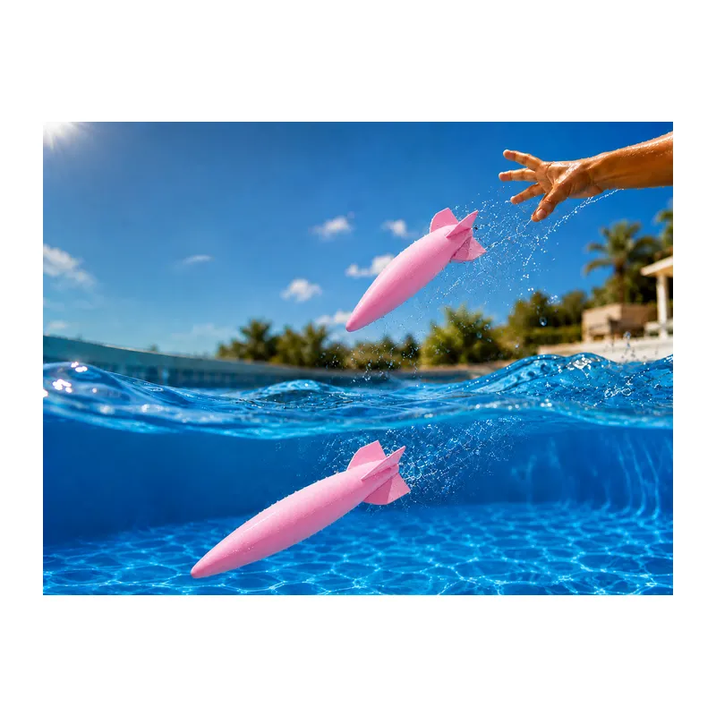 3D Baskı Su Roketi Torpido Oyuncağı - Havuz Dalış Oyuncağı-Pembe