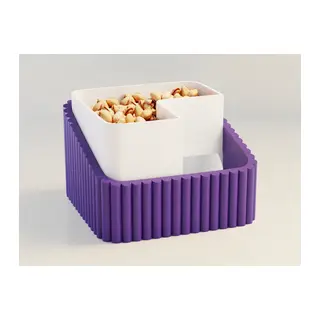 3D Baskı Fıstık Kasesi - Çift Hazneli Kabuk Ayırıcı Sunum Kasesi - Mor Beyaz