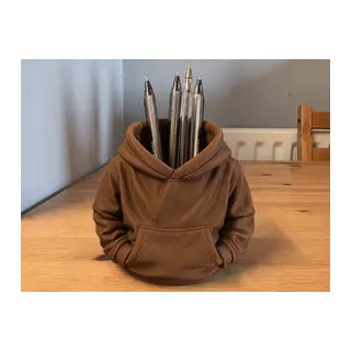 3D Baskı Kapüşonlu Sweatshirt Kalemlik - Masaüstü Organizer-Kahverengi