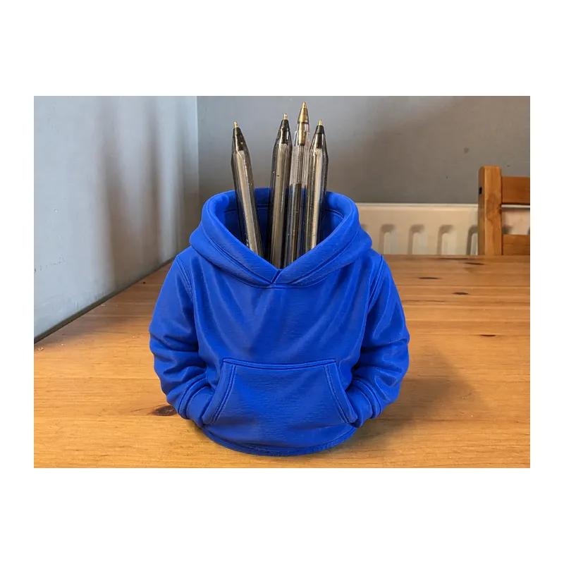 3D Baskı Kapüşonlu Sweatshirt Kalemlik - Masaüstü Organizer-Mavi