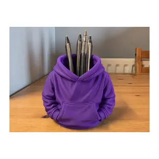 3D Baskı Kapüşonlu Sweatshirt Kalemlik - Masaüstü Organizer-Mor