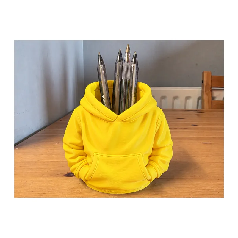 3D Baskı Kapüşonlu Sweatshirt Kalemlik - Masaüstü Organizer-Sarı