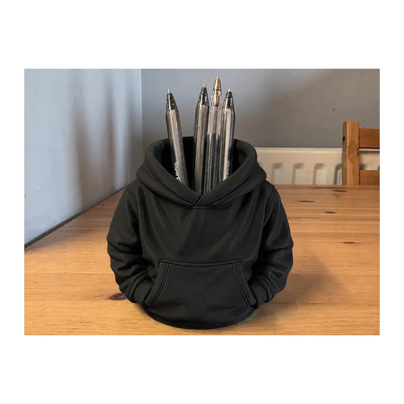 3D Baskı Kapüşonlu Sweatshirt Kalemlik - Masaüstü Organizer-Siyah