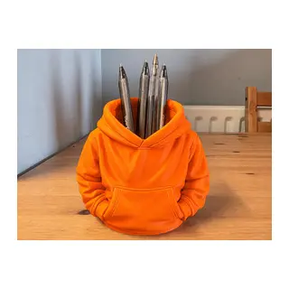 3D Baskı Kapüşonlu Sweatshirt Kalemlik - Masaüstü Organizer-Turuncu