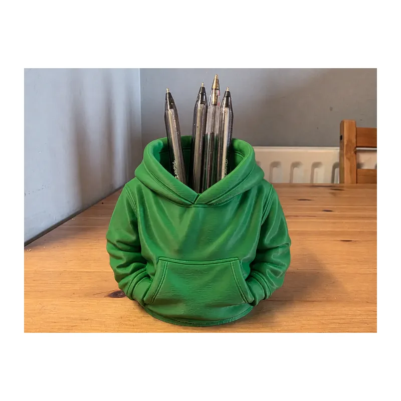 3D Baskı Kapüşonlu Sweatshirt Kalemlik - Masaüstü Organizer-Yeşil