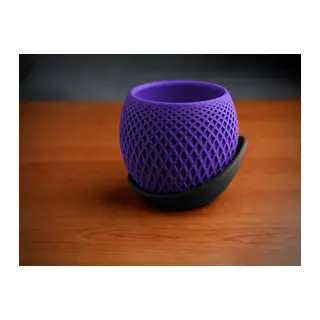 3D Baskı Küre Saksı - Kafes Dokulu İki Parçalı Dekoratif Saksı - Mor-Siyah