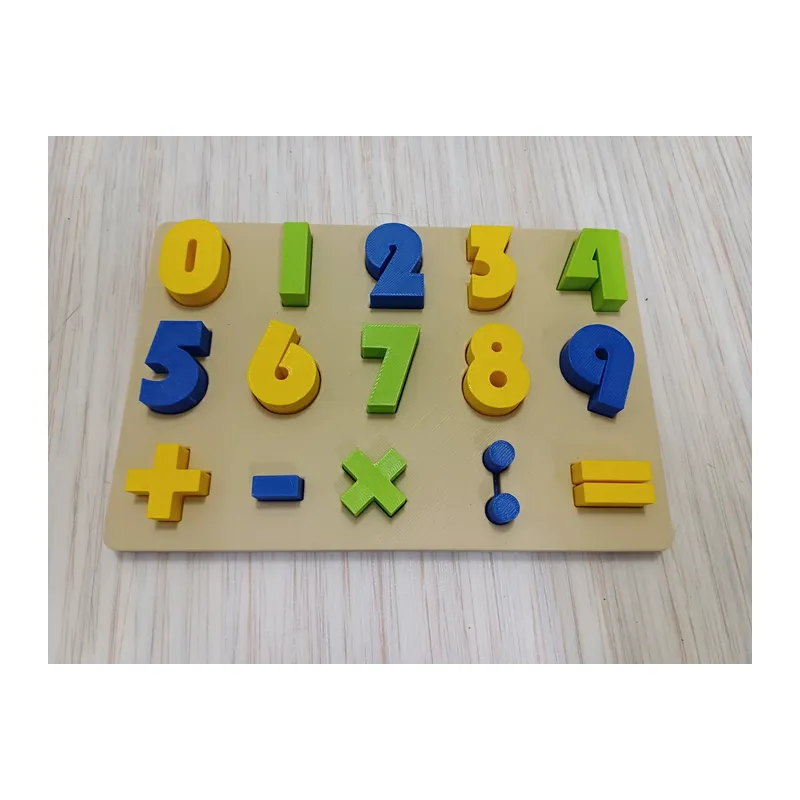 3D Baskı Sayılar ve Matematik Sembolleri Öğretim Tahtası - Rakam Eşleştirme Puzzle, Temel İşlem Sembolleri (0-9)