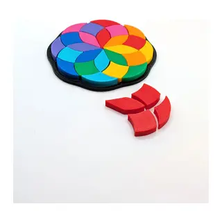 3D Baskı Gökkuşağı Mandala Rozet Puzzle Mini (7 CM) - Renkli Çiçek Deseni Yapboz, Cepte Taşınabilir Zeka Oyunu