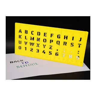 3D Baskı Alfabe, Rakam ve Cetvel Şablonu - Yazı Çizim Kalıbı - Sarı
