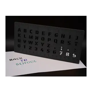3D Baskı Alfabe, Rakam ve Cetvel Şablonu - Yazı Çizim Kalıbı - Siyah