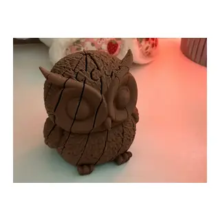 3D Baskı Hareketli Baykuş Figürü - Eklemli Flexi Oyuncak - Kahverengi