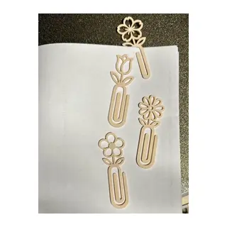 3D Baskı Çiçek Figürlü Ataç ve Kitap Ayracı - 8li Set - Bej