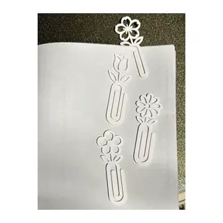 3D Baskı Çiçek Figürlü Ataç ve Kitap Ayracı - 8li Set - Beyaz