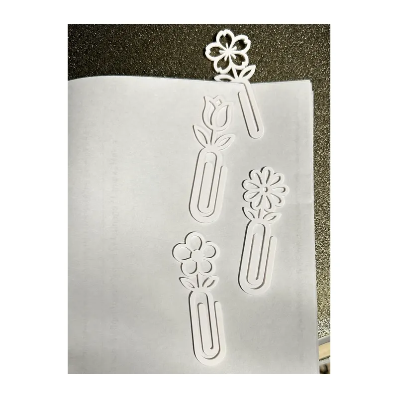 3D Baskı Çiçek Figürlü Ataç ve Kitap Ayracı - 8li Set - Beyaz