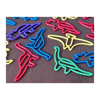 3D Baskı Dinozor Figürlü Kitap Ayracı ve Ataç Seti 15li - Karışık Desen - Siyah