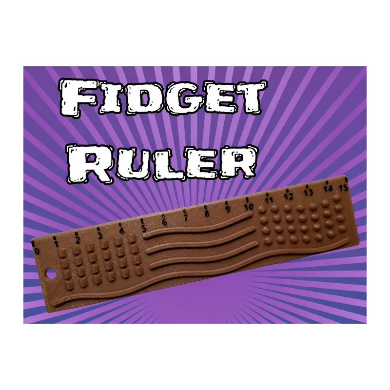 3D Baskı Dokunsal Fidget Cetveli - Kabartmalı Stres ve Odaklanma Oyuncağı - Kahverengi