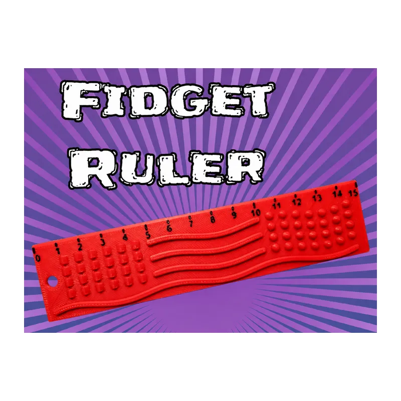 3D Baskı Dokunsal Fidget Cetveli - Kabartmalı Stres ve Odaklanma Oyuncağı - Kırmızı