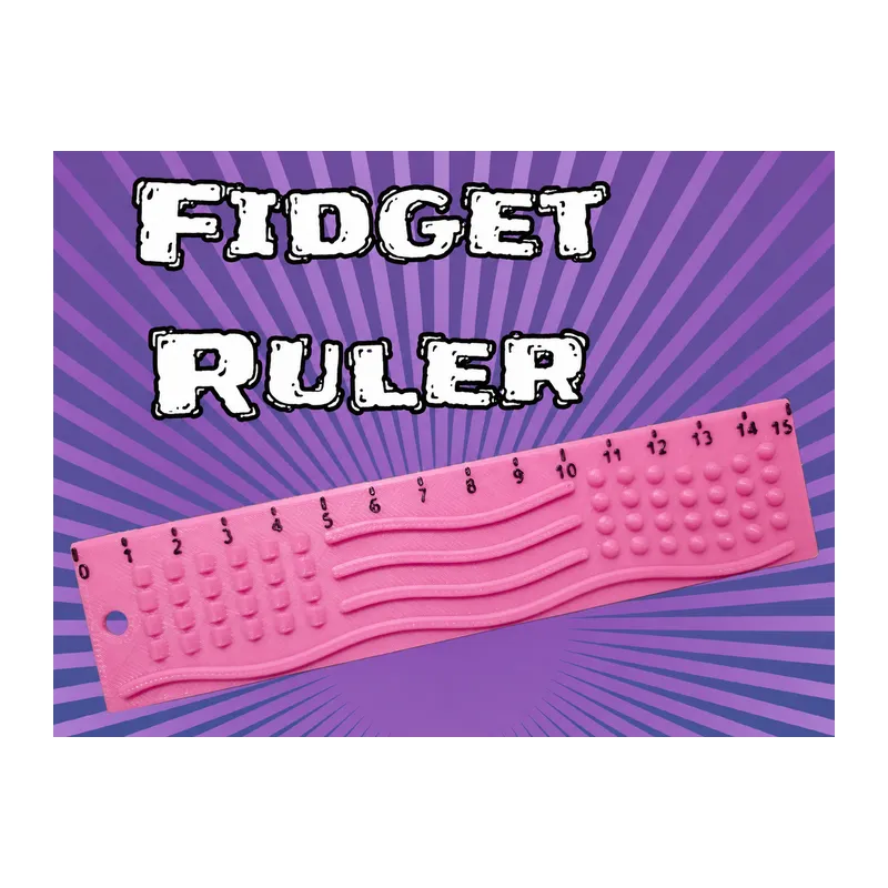 3D Baskı Dokunsal Fidget Cetveli - Kabartmalı Stres ve Odaklanma Oyuncağı - Pembe