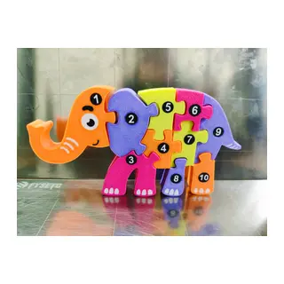 3D Baskı Numaralı Fil Puzzle - Rakam Sıralama ve Eşleştirme Oyuncağı