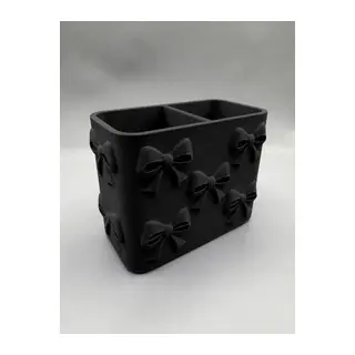 3D Baskı Fiyonk Desenli Bölmeli Kalemlik - Masaüstü Organizer - Siyah
