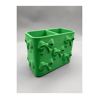 3D Baskı Fiyonk Desenli Bölmeli Kalemlik - Masaüstü Organizer - Yeşil