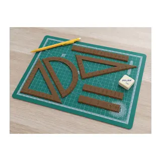 3D Baskı Geometri Cetvel Seti - İletki, Gönye ve Ölçüm Araçları - Kahverengi