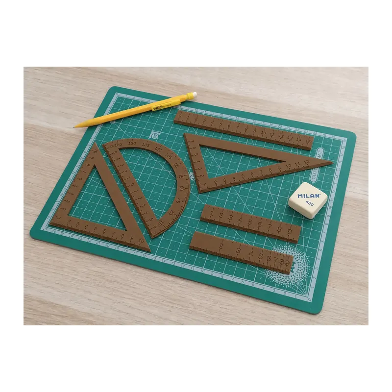 3D Baskı Geometri Cetvel Seti - İletki, Gönye ve Ölçüm Araçları - Kahverengi