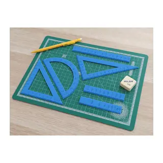 3D Baskı Geometri Cetvel Seti - İletki, Gönye ve Ölçüm Araçları - Mavi