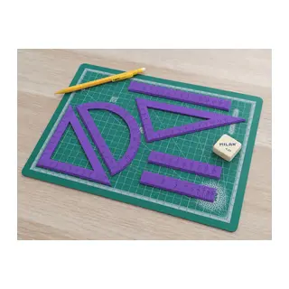 3D Baskı Geometri Cetvel Seti - İletki, Gönye ve Ölçüm Araçları - Mor