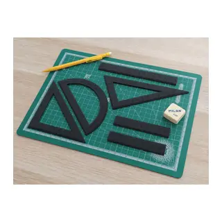 3D Baskı Geometri Cetvel Seti - İletki, Gönye ve Ölçüm Araçları - Siyah