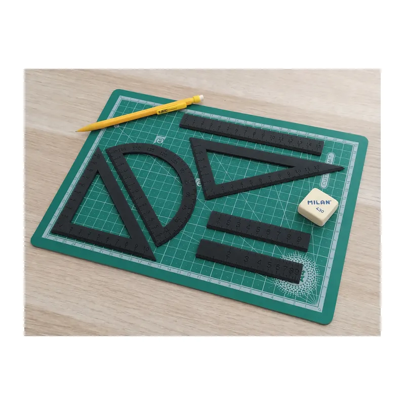3D Baskı Geometri Cetvel Seti - İletki, Gönye ve Ölçüm Araçları - Siyah