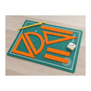3D Baskı Geometri Cetvel Seti - İletki, Gönye ve Ölçüm Araçları - Turuncu