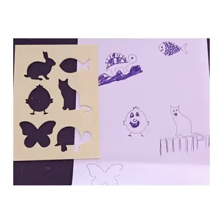 3D Baskı Hayvan Figürleri Çizim Şablonu - Çoklu Desen Kalıbı - Bej
