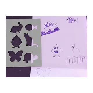 3D Baskı Hayvan Figürleri Çizim Şablonu - Çoklu Desen Kalıbı - Gri