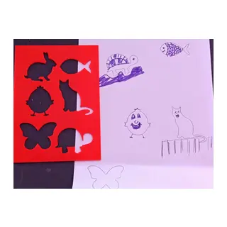 3D Baskı Hayvan Figürleri Çizim Şablonu - Çoklu Desen Kalıbı - Kırmızı