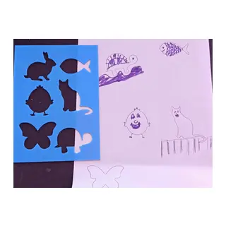 3D Baskı Hayvan Figürleri Çizim Şablonu - Çoklu Desen Kalıbı - Mavi