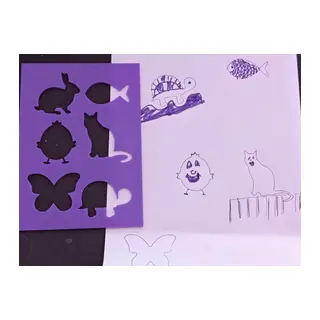 3D Baskı Hayvan Figürleri Çizim Şablonu - Çoklu Desen Kalıbı - Mor