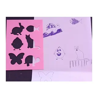 3D Baskı Hayvan Figürleri Çizim Şablonu - Çoklu Desen Kalıbı - Pembe