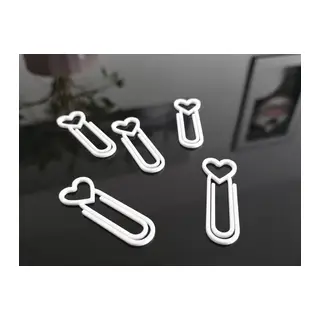 3D Baskı Kalp Figürlü Ataç - 10lu Set - Beyaz