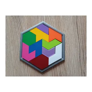 3D Baskı Altıgen Tangram Puzzle - Renkli Zeka ve Eşleştirme Oyunu