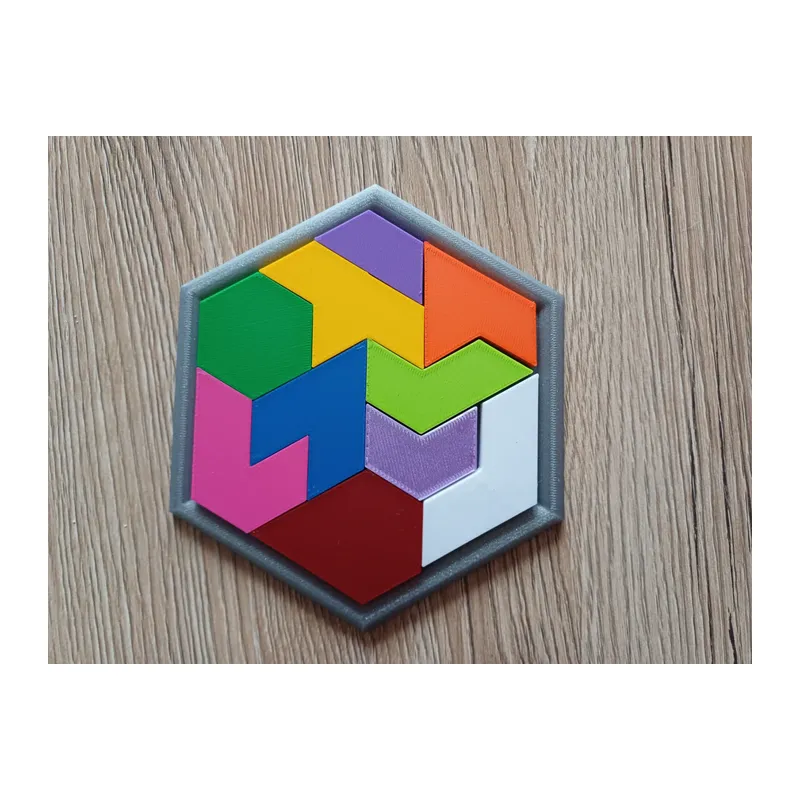 3D Baskı Altıgen Tangram Puzzle - Renkli Zeka ve Eşleştirme Oyunu