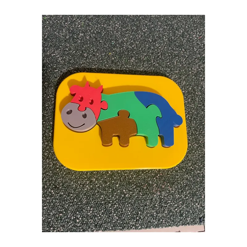 3D Baskı İnek Figürlü Puzzle - Renkli Eğitici Yapboz