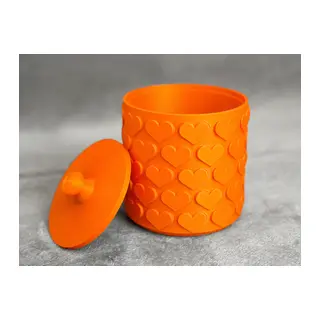 3D Baskı Kalp Desenli Kapaklı Saklama Kutusu - İki Renkli Organizer - Turuncu