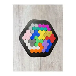 3D Baskı Petek Desenli Altıgen Puzzle - Renkli Zeka Oyunu