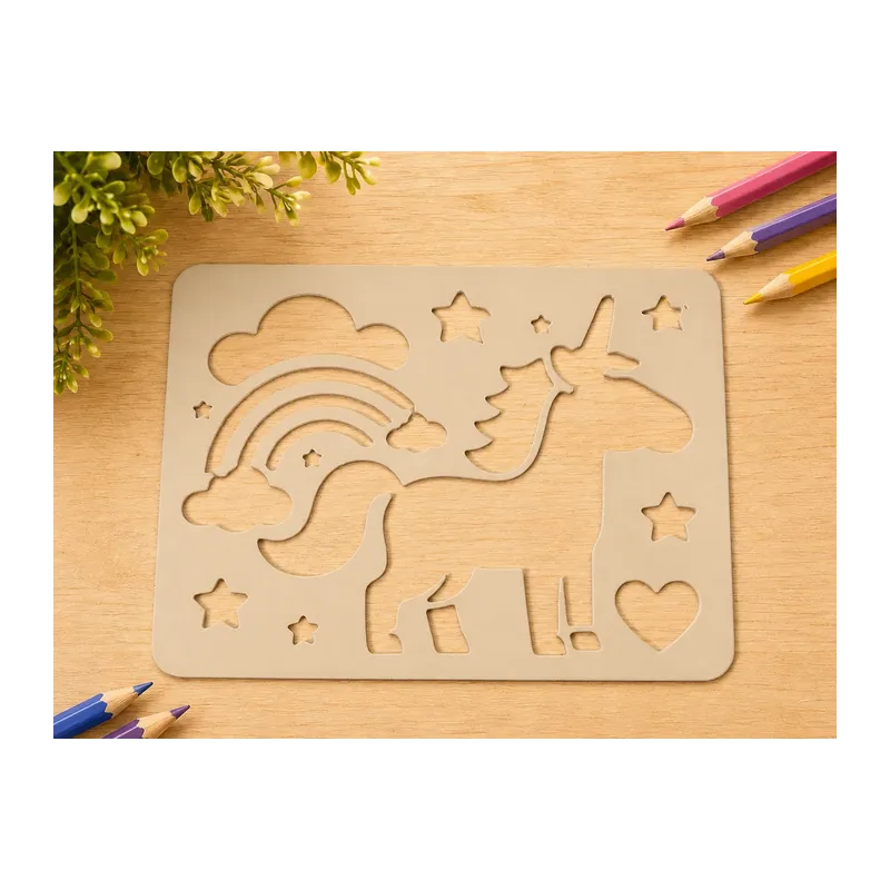 3D Baskı Unicorn ve Gökkuşağı Çizim Şablonu - Desen Kalıbı - Bej
