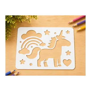 3D Baskı Unicorn ve Gökkuşağı Çizim Şablonu - Desen Kalıbı - Beyaz