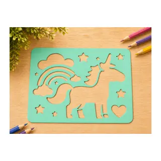 3D Baskı Unicorn ve Gökkuşağı Çizim Şablonu - Desen Kalıbı - Mint